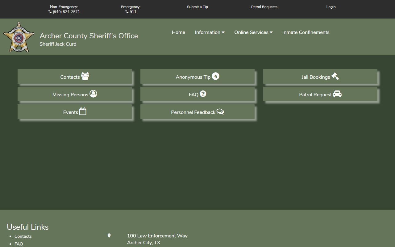 Archer County inmate records Citizen Connect home page